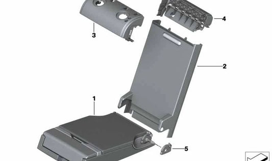 Embellecedor reposabrazos central trasero negro OEM 52207955850 para BMW X5 G05, G05N y X7 G07, G07N. Pieza original BMW.