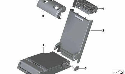 Reposabrazos con compartimento de cuero negro OEM 52207499812 para BMW X5 (G05), X7 (G07) 2018-2023. Original BMW.