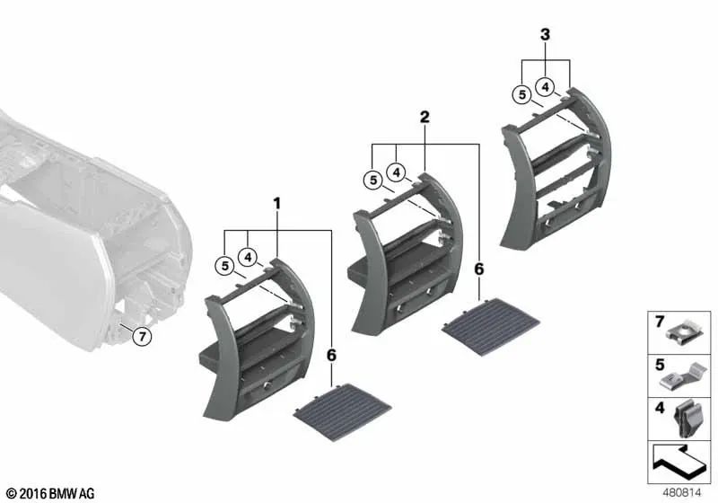 Carcaça do console central traseiro para BMW F90, F90N, G30, G30N, G31, G31N, G38, G38N, G32, G32N (OEM 51169461765) BMW original