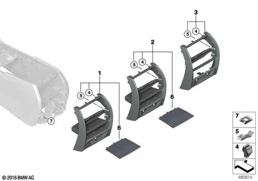 Rear Center Console Housing for BMW F90, F90N, G30, G30N, G31, G31N, G38, G38N, G32, G32N (OEM 51169461765). Original BMW