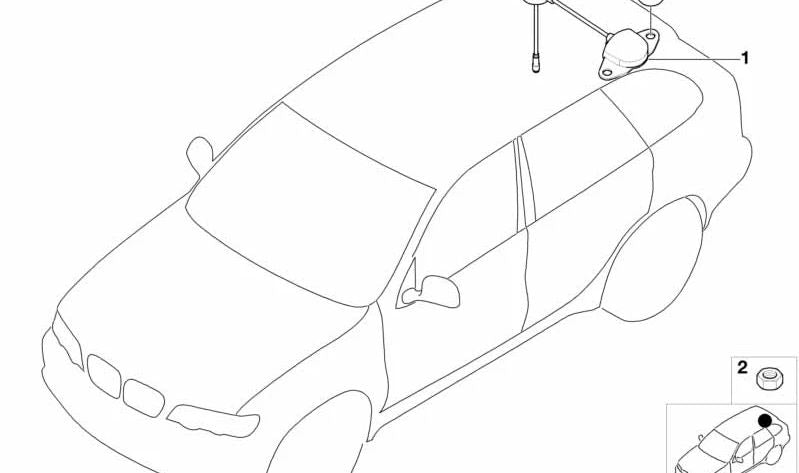 Antena GPS OEM 65908381206 para BMW X5 E53 (modelos: 3.0d, 3.0i con cambio manual y automático). Compatible de 2001 a 2006. Repuesto original BMW.