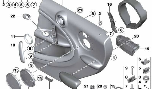Revestimiento de puerta trasera derecha OEM 51429812130 para MINI Countryman R60 (2010-2016). Original MINI.
