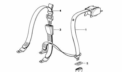 Rear Seat Belt Child Protection System OEM 72118208815 for BMW E36. Original BMW.
