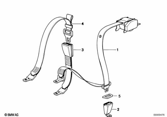 Cinturón de seguridad trasero OEM 72111977402 para BMW Serie 3 E36, modelos 316i, 318i, 320i, 323i... y más. Original BMW.
