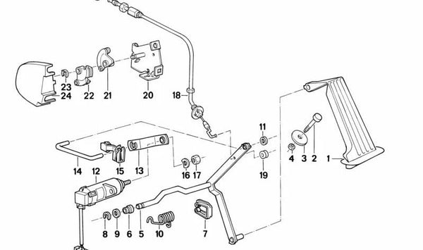 Cable del acelerador OEM 35411158956 para BMW E34. Repuesto original BMW.