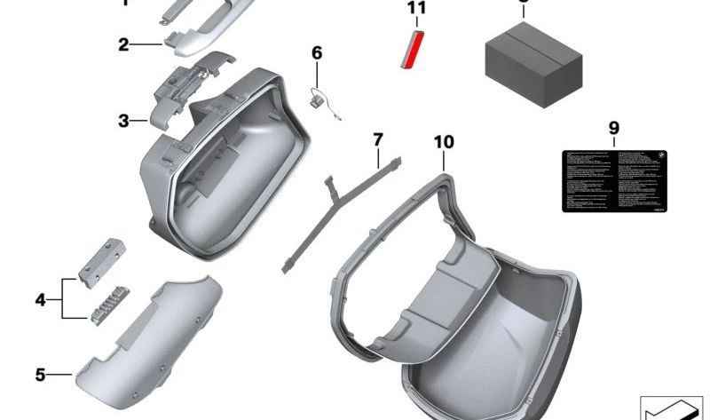 Moldura de cierre izquierda OEM 71607723515 para BMW Motorrad F 800 GT, R 1200 R, K 1200 S... y más. Original BMW Motorrad.