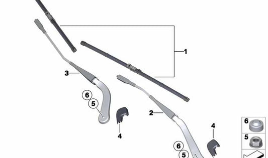 Windshield wiper arm driver side OEM 61619449925 for BMW E90, E91, E92, E93. Original BMW.