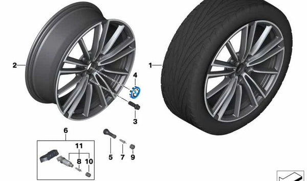 Llantas de aleación bicolor 8,5Jx20 ET50 OEM 36116897572 para BMW I12, I12N, I15. Original BMW.