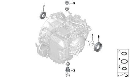 Winkelsiegel für BMW 1 F40 -Serie, Serie 2 F44, F45N, F46N, X1 F48, F49N, X2 F39 und Mini F54, F55, F56, F57, F60 (OEM 2427869895). Original BMW