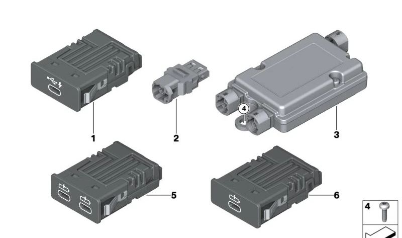 Adaptador USB OEM 84109390501 para BMW F45, F46, F31, F34, F80, F32, F33, F36, F82, F83, F90, G30, G31, G38, G32, G11, G12, F91, F92, F93, G14, G15, G16, F48, F49, F39, G01, G02, F15, F16 y MINI F55, F56, F57. Original BMW y MINI.