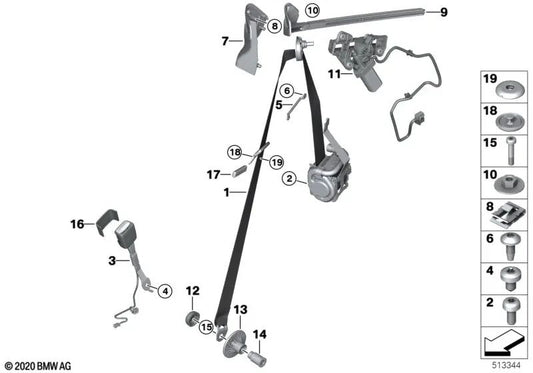 Rechte vordere Sicherheitsgürtel für BMW 4 G22 -Serie, G82 (OEM 72118097740). Original BMW.