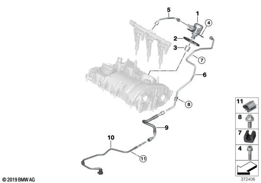 Engine compartment fuel supply line for BMW I12, I12N, I15 (OEM 13537639982). Original BMW