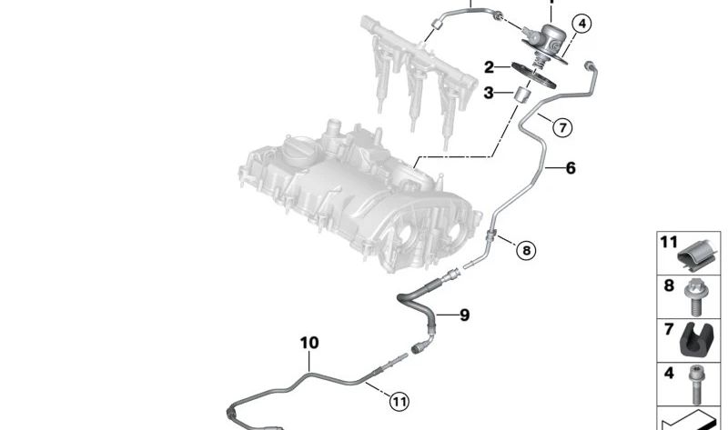 Tubería de combustible de avance OEM 13538600441 para BMW I12, I15. Original BMW.