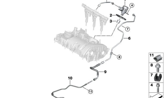 OEM Fuel Tube 16127339271 per BMW I12 (I8 Coupé), I15 (I8 Roadster). BMW originale.