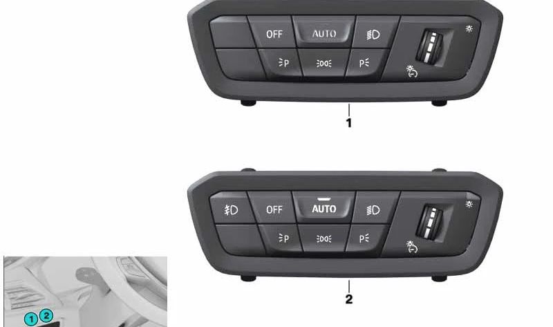 Módulo interruptor de luces OEM 61315A16B18 para BMW Serie 3 G20 (330e, 330i) y Serie 4 G22 (430i). Compatible con versiones xDrive y tracción trasera. Original BMW.