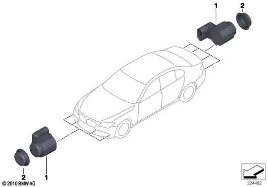 Mineral grey ultrasonic sensor for BMW F07N, F10, F10N, F11, F11N, F18, F18N (OEM 66209279962). Original BMW.
