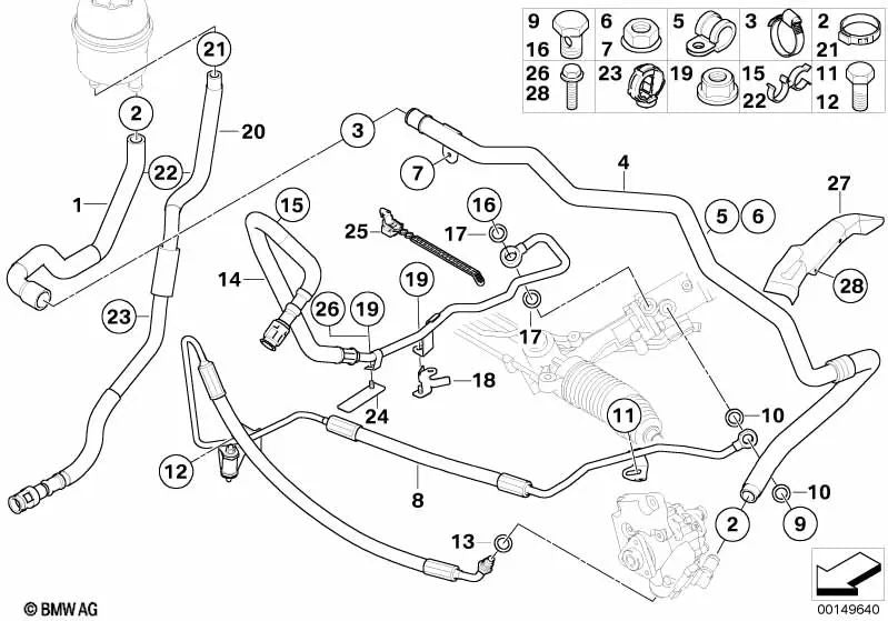 Expansion Hose for BMW E60, E60N, E61, E61N, E63, E63N, E64, E64N (OEM 32416789119). Original BMW