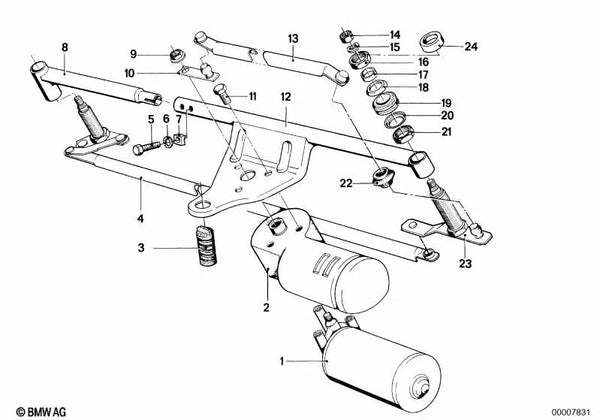 Cojinete de limpia parabrisas OEM 61611361533 para BMW Serie 7 E23 (1977-1982). Original BMW.