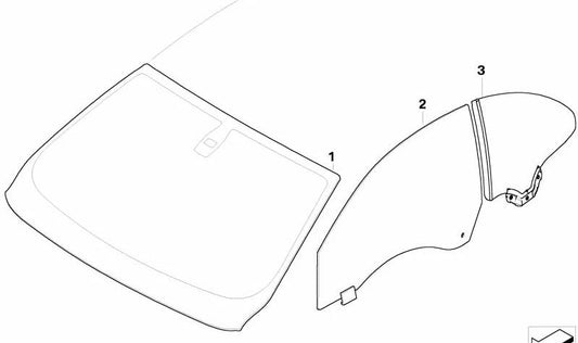 Parabrisas verde con sensor de lluvia y franja superior para BMW E63, E63N, E64, E64N. OEM 51317008907. Compatible con modelos Serie 6. Cristal original BMW.