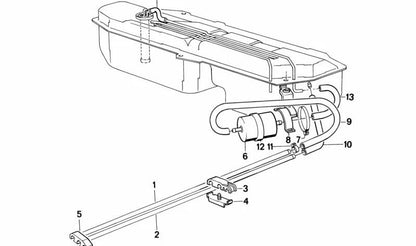 Tubo de retorno de combustible para BMW E30 (OEM 16121179682). Original BMW.