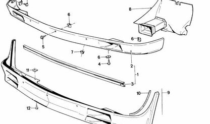 Parachoques delantero OEM 51711911983 para BMW E30 (316, 318i) modelos fabricados entre 1982 y 1988. Repuesto original BMW.
