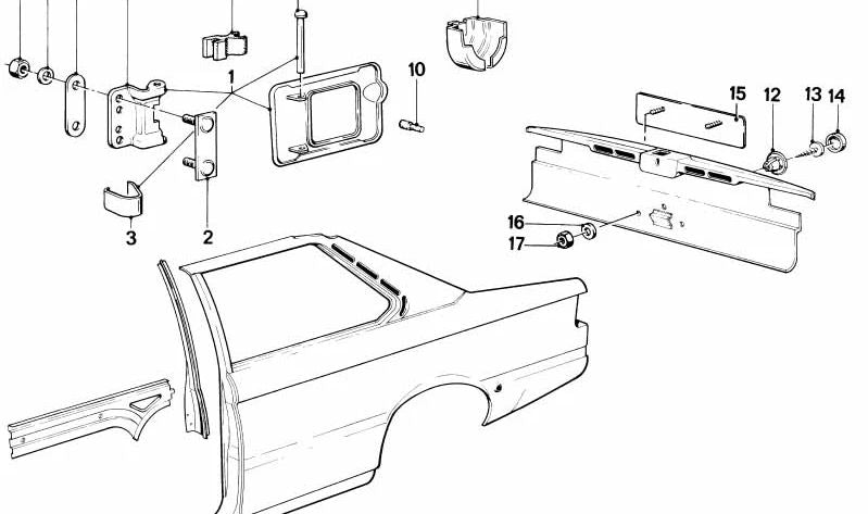 Plaque de compensation pour BMW Series 3 E21, 5 E12 E128, E28, série 6 E24, 7 Série E23 (OEM 51171852595). BMW d'origine
