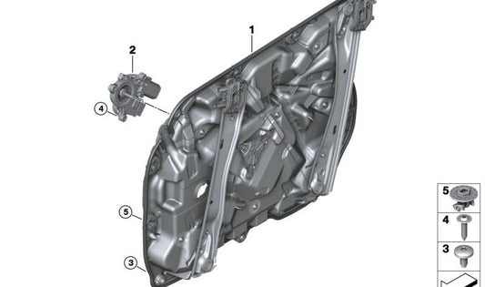 Motor elevalunas delantero izquierdo OEM 61355A53091 para BMW MG09 (XM), F95 (X5 M), G05 (X5 M50i). Compatible con todos los modelos indicados. Original BMW.