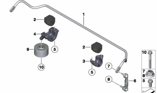 OEM rear stabilizer bar 33556788860 for BMW F07, F11. Original BMW.
