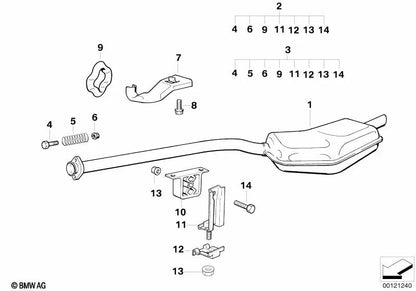 Kit de montaje para silenciador para BMW Serie 3 E36 (OEM 18210145892). Original BMW