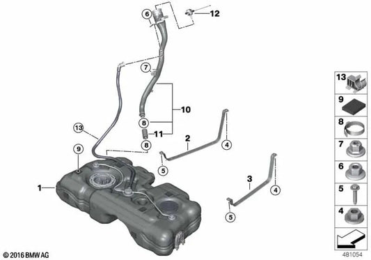 Plastic filler pipe for BMW X1 F48, F48N X2 Series F39 (OEM 16117390783). Original BMW