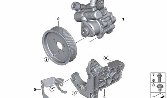 Polea de bomba de dirección asistida OEM 32427556142 para BMW E81, E87, E88, E90, E91, E92, E93, E60, E61. Original BMW.