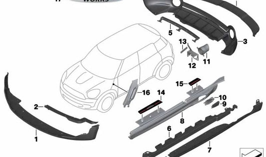 Spoiler trasero OEM 51129809007 para MINI Countryman R60 (Cooper S, Cooper S ALL4). Original MINI.