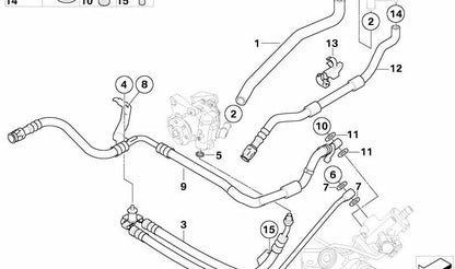 Tubo de expansión de la dirección asistida OEM 32416782021 para BMW E60, E61. Original BMW.