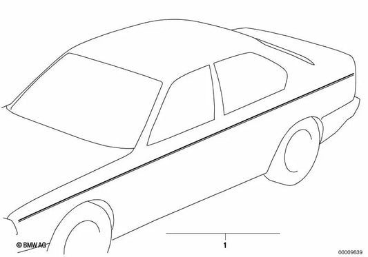 Faixas decorativas para BMW Série 3 E21, E30, E36, Série 5 E12, E28, E34, Série 6 E24, Série 7 E23, E32, Série 8 E31 (OEM 51141933378). BMW originais.