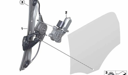 Alzacristales sin motor trasero derecho OEM 51359805672 para MINI Countryman R60 (2010-2016). Original MINI.