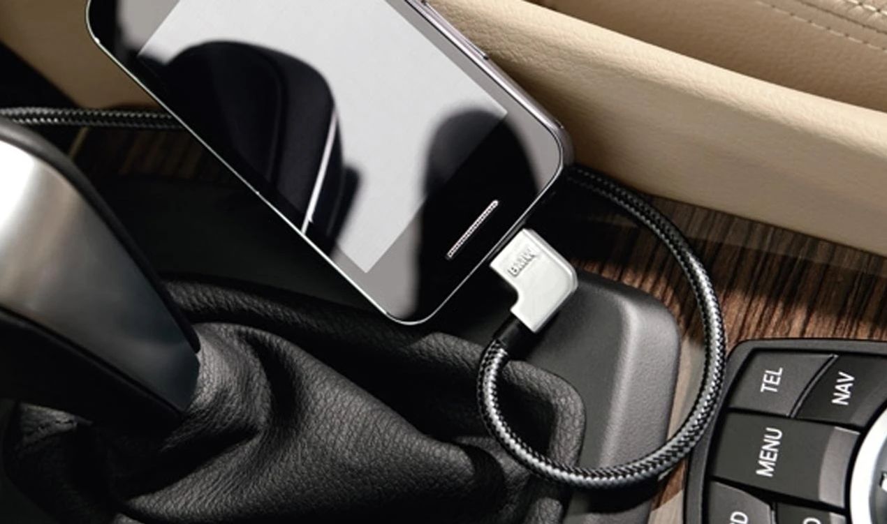 OEM 61122336423 micro USB adapter for BMW E81, E87, F20, F30, F10, X5, X6... and more. Genuine BMW.