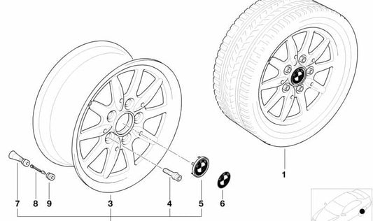 Llanta de aleación OEM 36111182608 para BMW E36, E46, Z3. Original BMW.