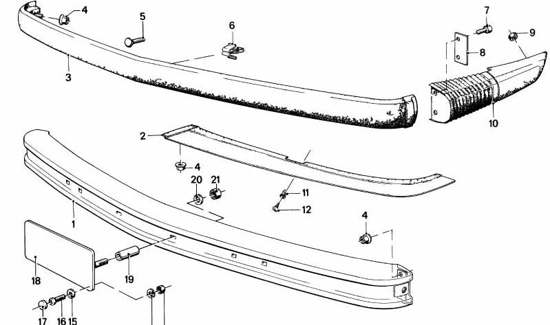 Paragolpes delantero derecho OEM 51111880448 para BMW E21. Original BMW.
