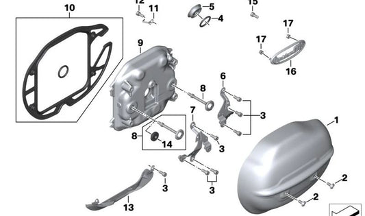 Protección izquierda OEM 11129443301 para motos BMW R 18, R 18 Classic, R 18 B, R 18 Transcontinental... y más. Original BMW Motorrad.