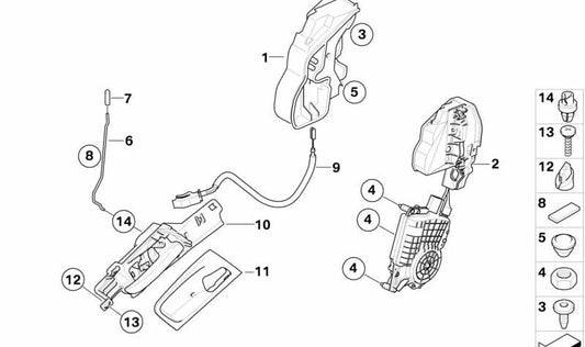 Varilla de apertura puerta delantera derecha OEM 51217137052 para BMW E70, E70N. Original BMW.