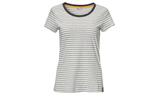 Camiseta blanca mujer "Air-cooled" OEM 76617109883 para BMW Motorrad. Diseño entallado con logo BMW y estampado frontal. Tallas XS a XXL. Original BMW Motorrad.