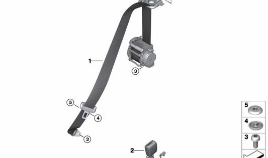 Cinturón de seguridad trasero izquierdo OEM 72118076155 para BMW F91, G14, G15, G16, G32, G30, G31, F90, G20, G21, G80, G81, G12, G11, G38, G70. Original BMW.