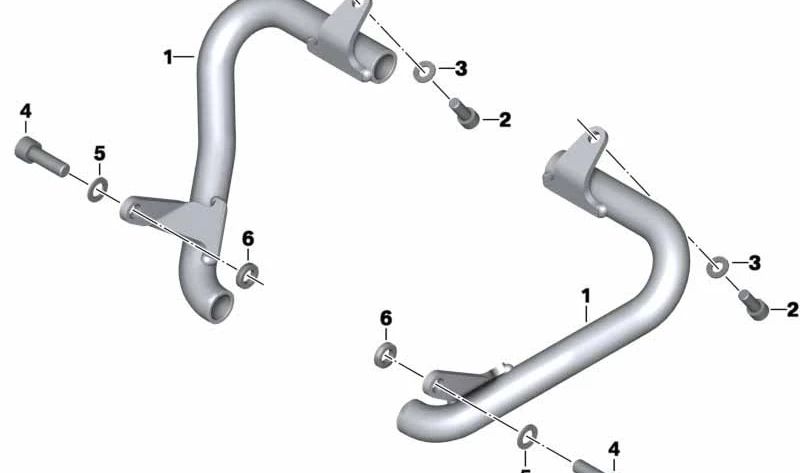 Estribo de protección de motor izquierdo OEM 11848544347 para motos BMW K1600GT, K1600GTL. Original BMW Motorrad.