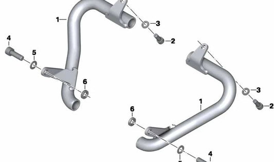 Estribo de protección de motor izquierdo OEM 11848544347 para motos BMW K1600GT, K1600GTL. Original BMW Motorrad.
