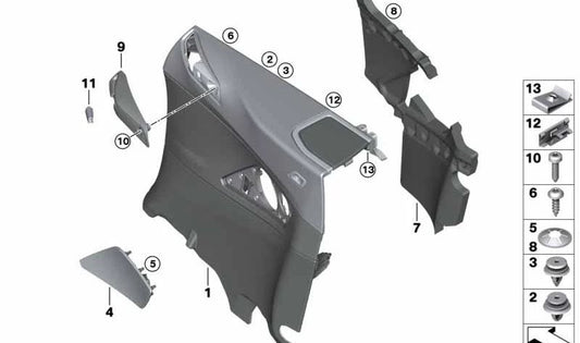 Rejilla altavoz puerta izquierda OEM 51437449851 para BMW F91, F92, G14, G15. Color titanio. Original BMW.