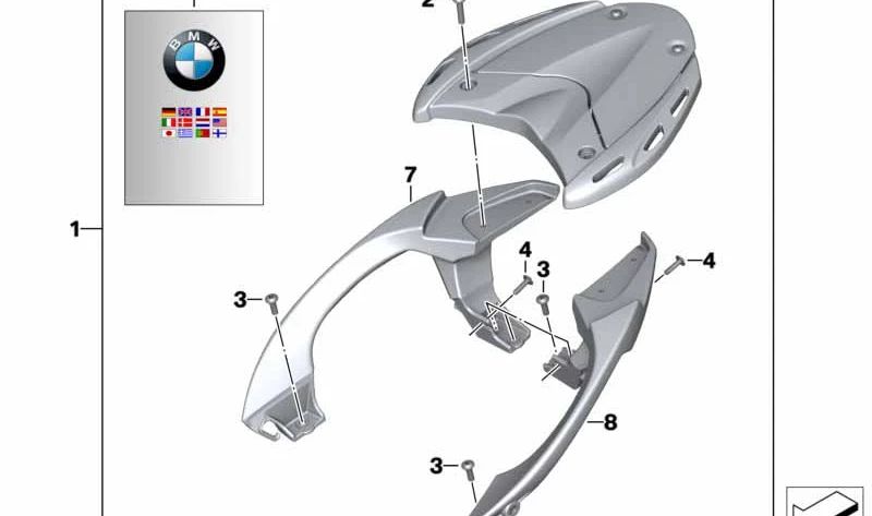 Puente portaequipajes trasero OEM 71607715137 para motos BMW K1200S, K1300S. Original BMW Motorrad.
