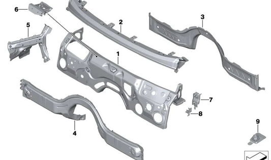 Pared frontal delantera OEM 41007412967 para BMW F90, F90N, G30, G30N, G31, G31N, G38, G38N, G60, G61, G68, G90, G11, G11N, G12, G12N. Original BMW.