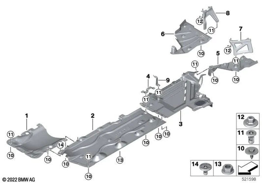 Rechte Diffusor -Unterstützung für BMW Series 2 U06, X1 U11, U12 (OEM 51758498406). Original BMW