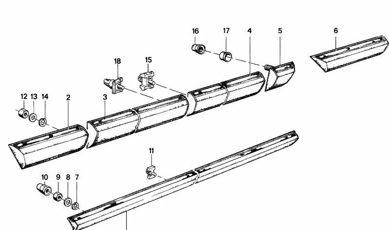 Links hintere Türform für BMW 7 E23 -Serie (OEM 51131848305). Original BMW