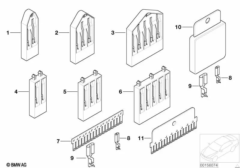 Alloggiamento isolante multiplo per BMW E36, E46, E39, E60, E61, E63, E64, E38, E65, E66, E83, F25, E53, E70, E71, E72, E85, E86, E52 (OEM 61131393737). BMW originale